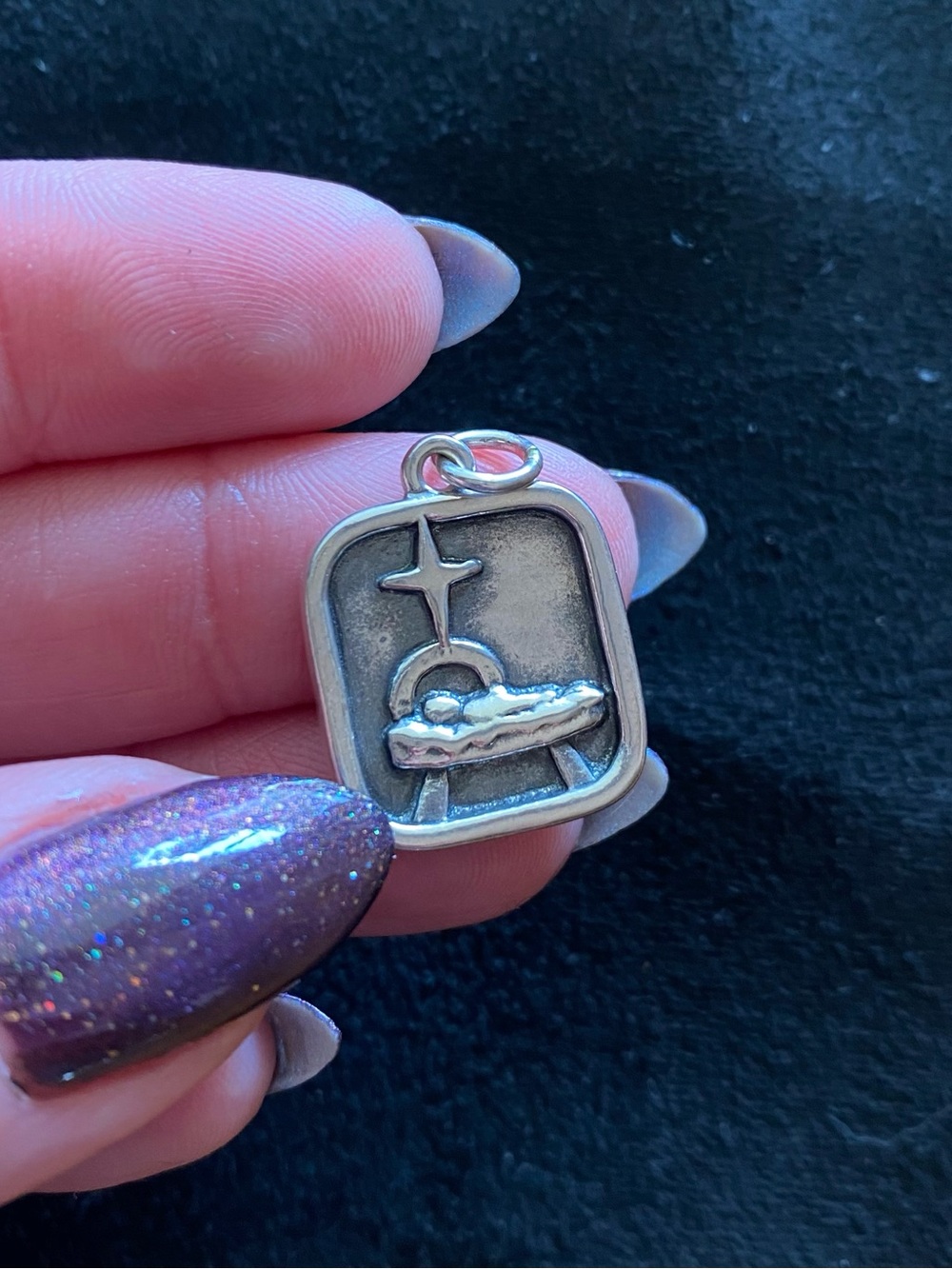 Retired James Avery Nativity Charm, sterling silver